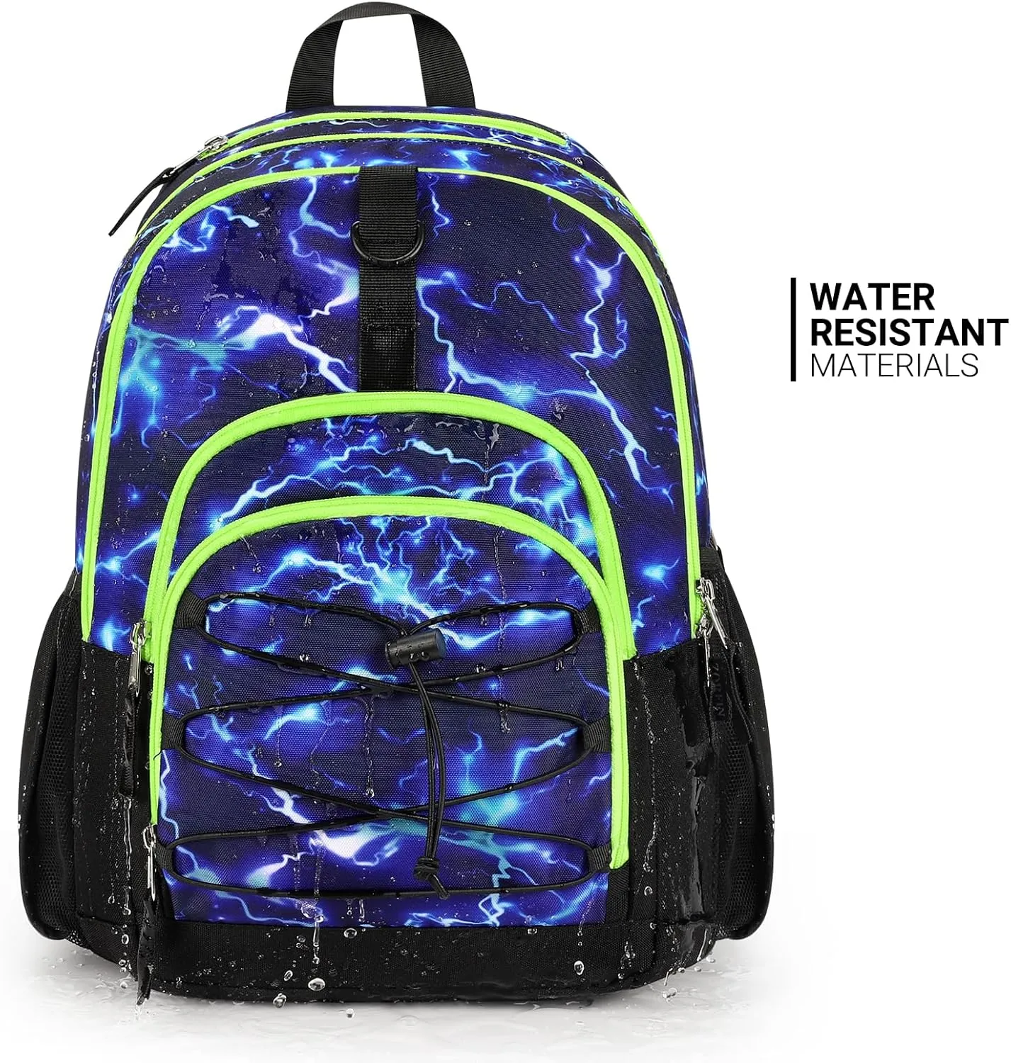 ZORFIN Backpack for School, Travel: Bookbag for Girls Boys - Kids Backpack with Multi Compartments - Blue Lightning