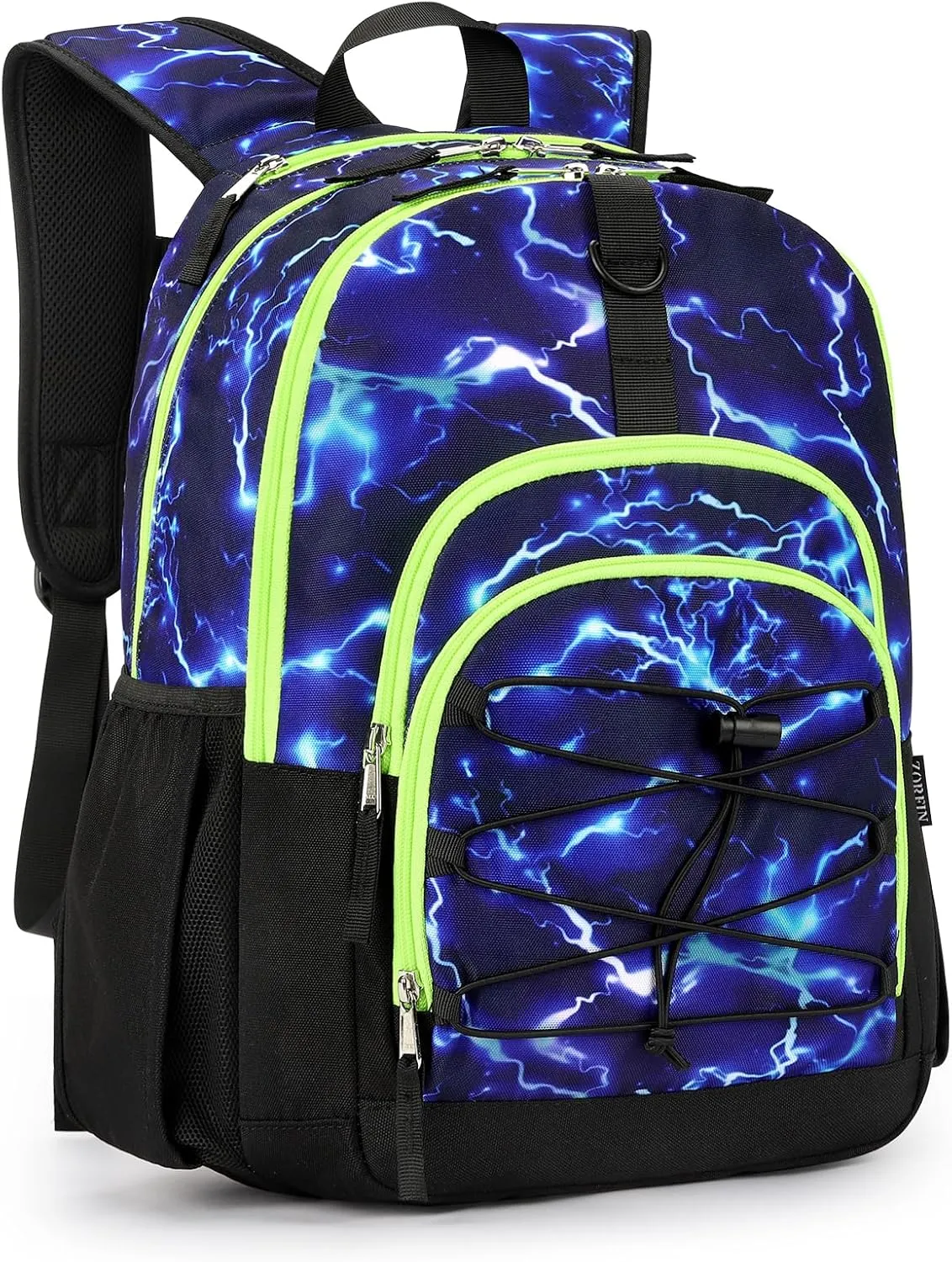ZORFIN Backpack for School, Travel: Bookbag for Girls Boys - Kids Backpack with Multi Compartments - Blue Lightning