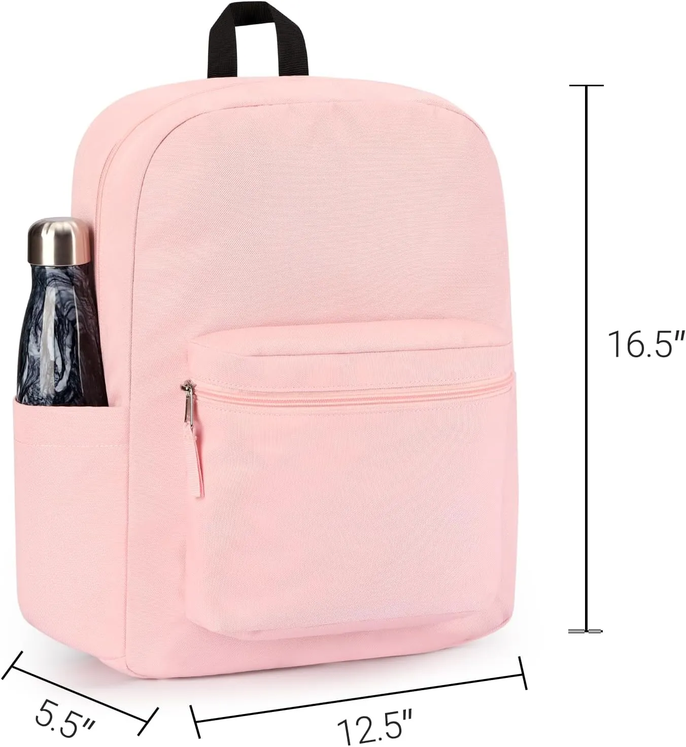 ZORFIN Simple Backpack for School Work Travel: Lightweight Bookbag for Girls and Boys - Water Resistant Backpacks for Men and Women - Pink Ice
